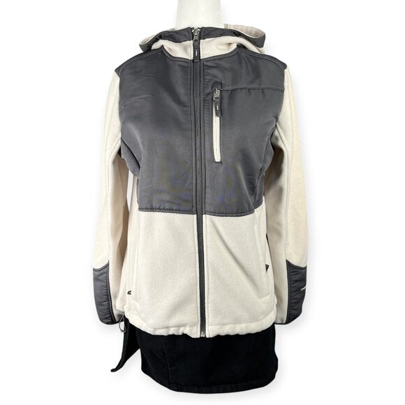 Free Country Women’s Medium Ivory Gray Hooded Fleece Softshell Jacket Outdoor - Picture 1 of 12